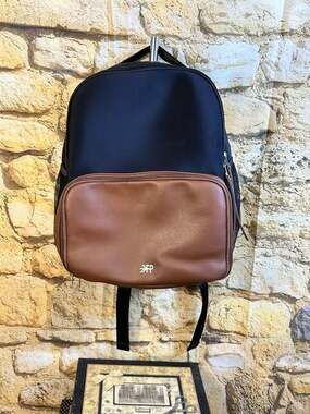 Freshly Picked Black and Brown Vegan Leather Diaper Backpack
